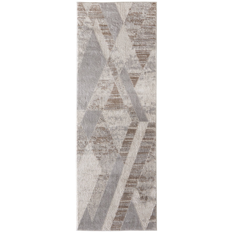 Leoner Modern Geometric, Tan, Area Rug, Runner 2'10" x 7'10"