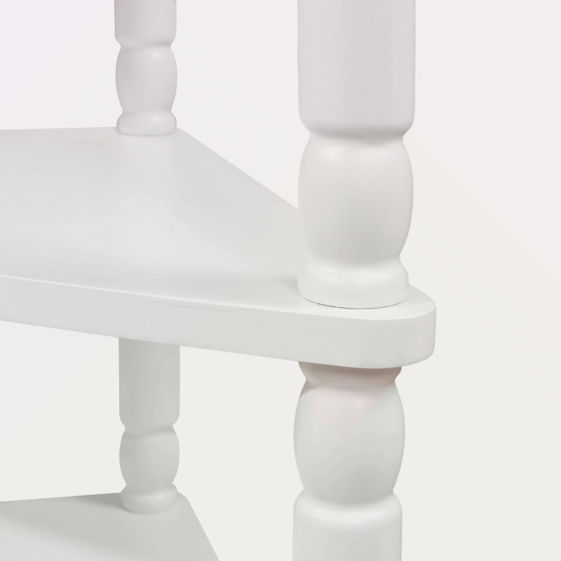 33.8'' Small Triangle Corner Table, Wood Corner Side Table For Small Spaces/ Living Room, 3 Tier End Corner Table With Solid Wood Legs