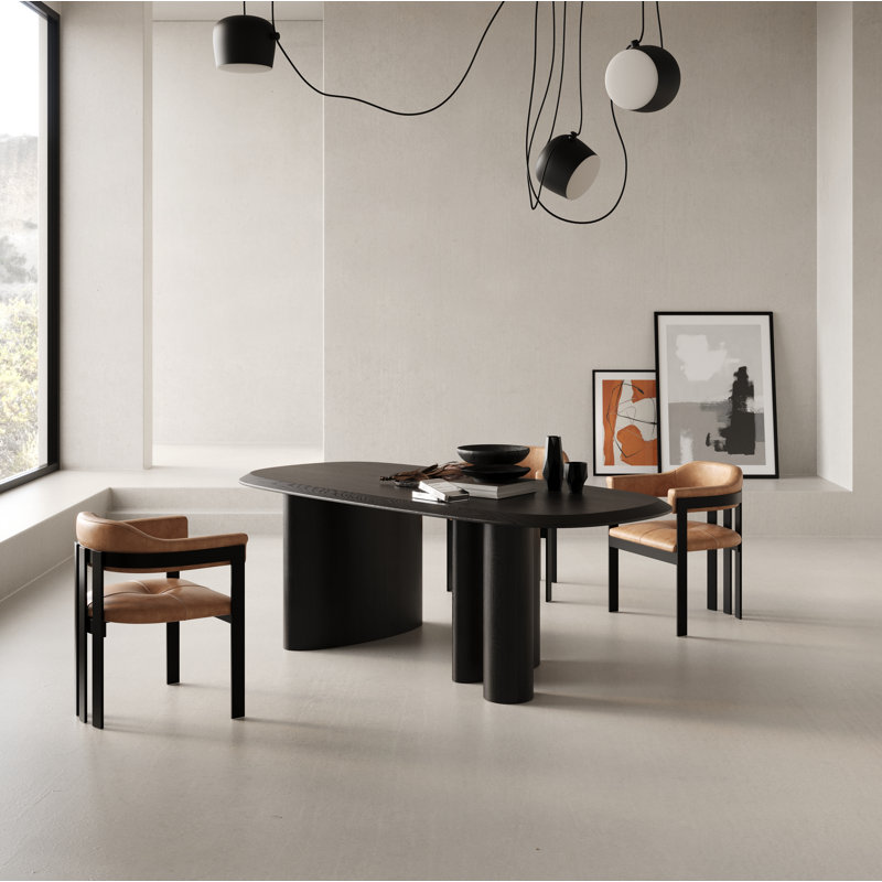 Elise Oval Dining Table, 30" H x 87" L x 39.4" W, Black Ash