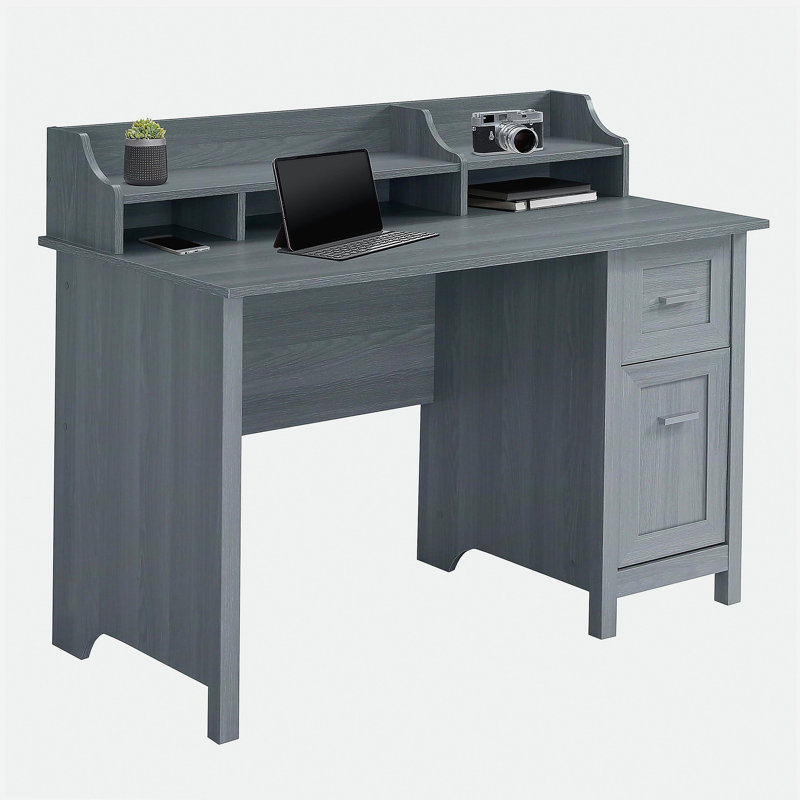 Bureau gris classique avec espace de rangement