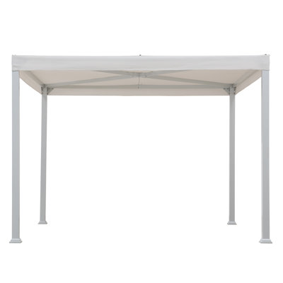 Sunjoy 10 ft. x 10 ft. Modern White Steel Gazebo with White Flat Top Canopy