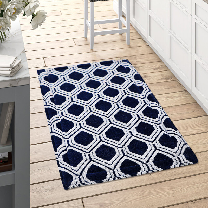 Black Polyester Anti-Fatigue Kitchen Mat with Cotton Canvas Backing