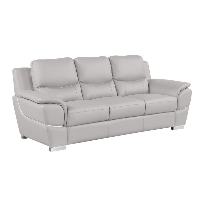 85" Light Gray Genuine Leather Sofa