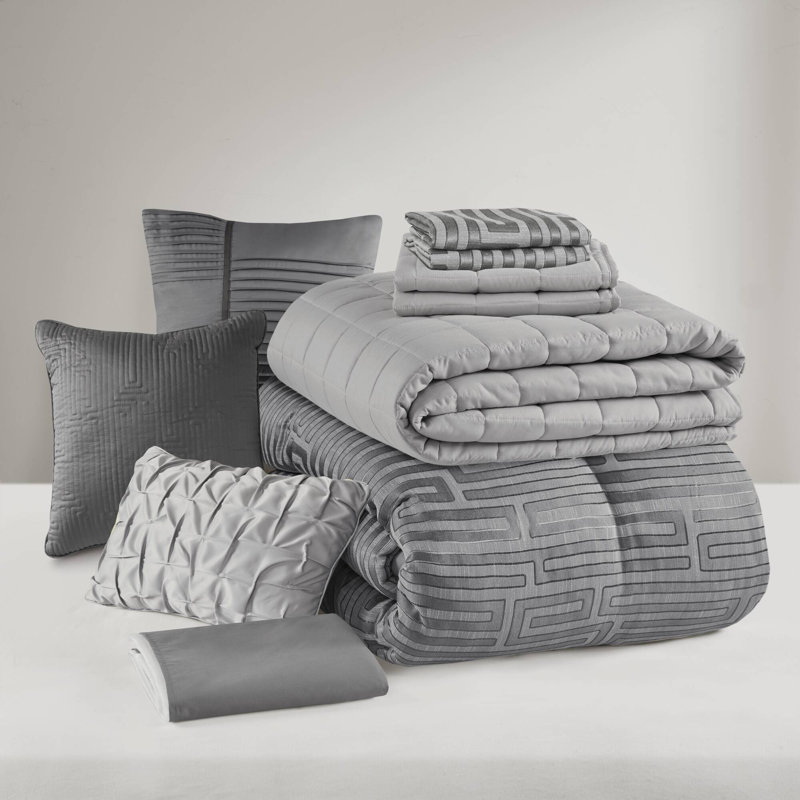 Luxurious Grey Bedding Sets With Chic Jacquard Design For Home