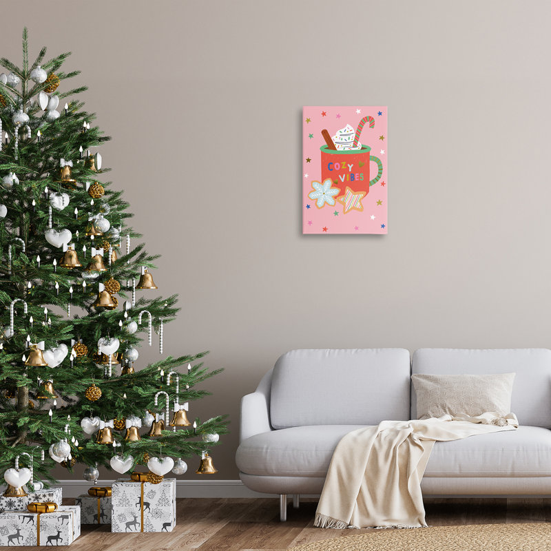 Art mural sur toile Cozy Vibes Winter Cocoa, design par Lisa Barlow, H 24 po x l 16 po