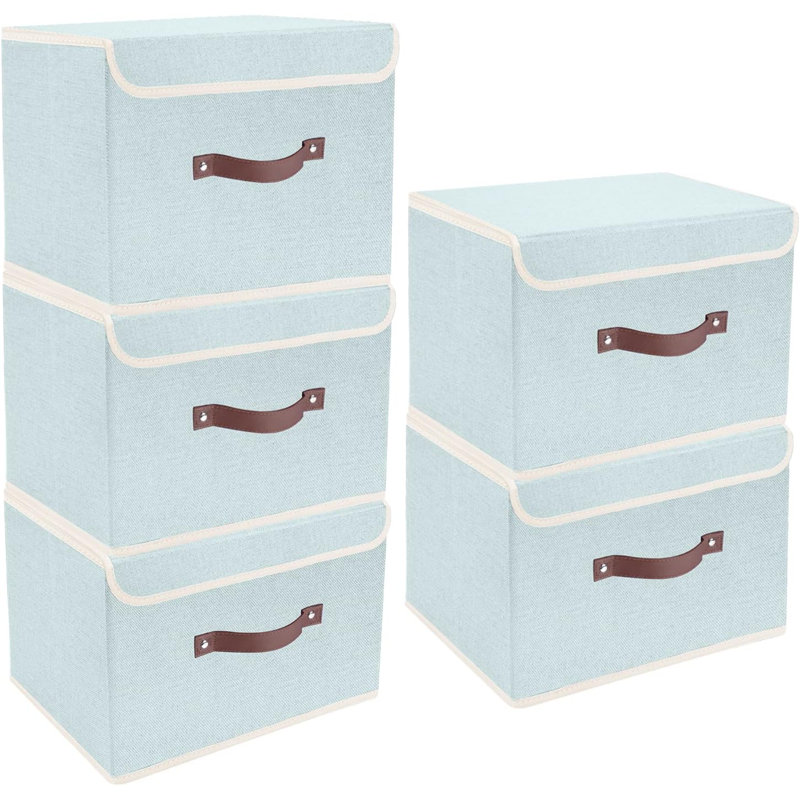 Brayden Studio Fabric Bin, Aqua Spring