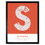 Sapporo City Map Sapporo Orange - Single Picture Frame Typography