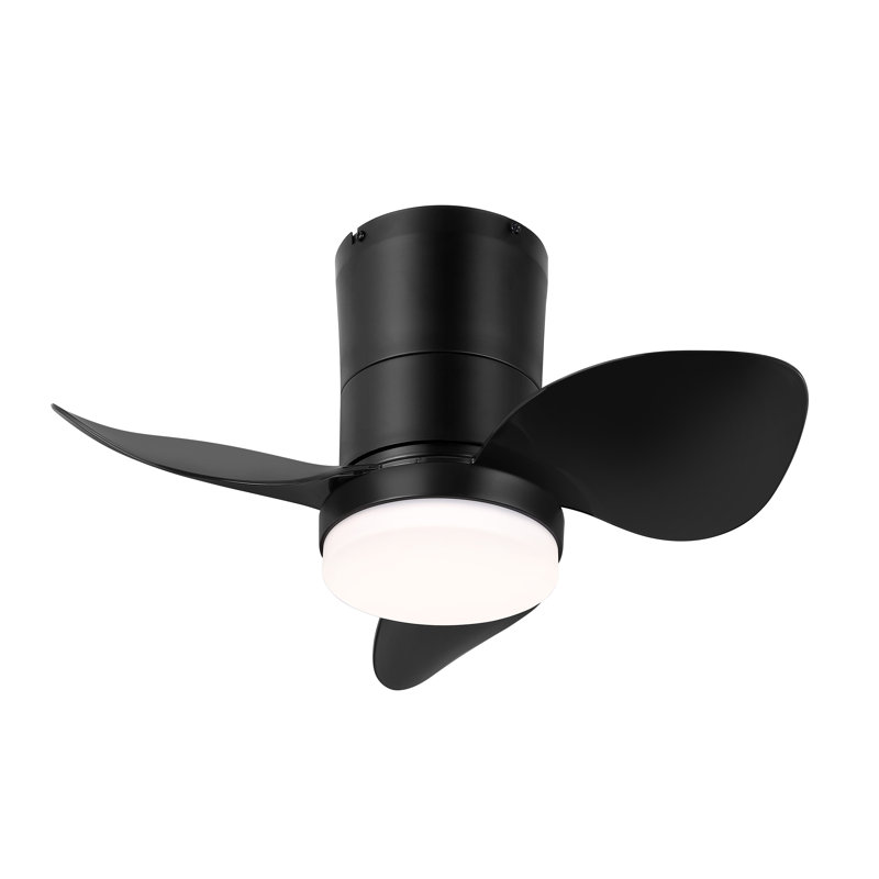 22''  3-ABS Blades Smart  indoor LED Ceiling Fan with Remote, Black, Black