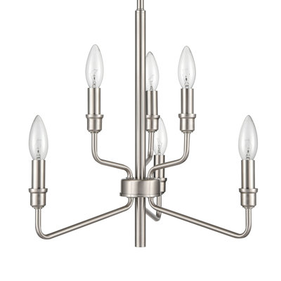 Saginaw 18'' Wide 6-Light Chandelier - Satin Nickel