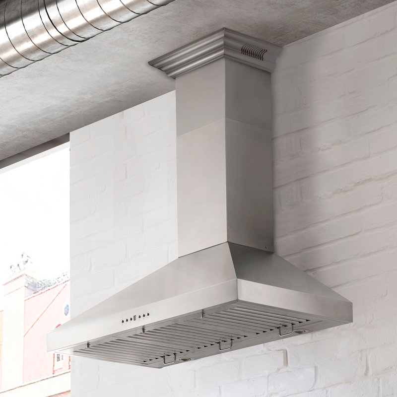 36" Crown Sound 400 CFM Ducted Wall Mount Range Hood in Stainless Steel with Wi-Fi, 48"