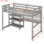 Lit mezzanine en bois avec tablettes, bureau et tableau d'écriture-1285672873