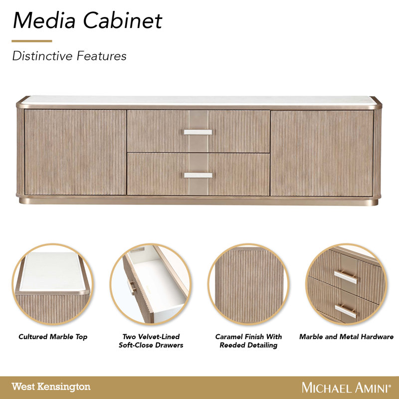 West Kensington Media Cabinet, Medium Yellow Wood
