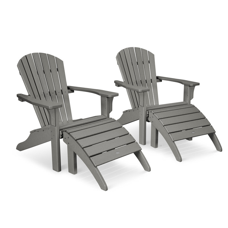 POLYWOOD Seashell Adirondack Set with Ottomans