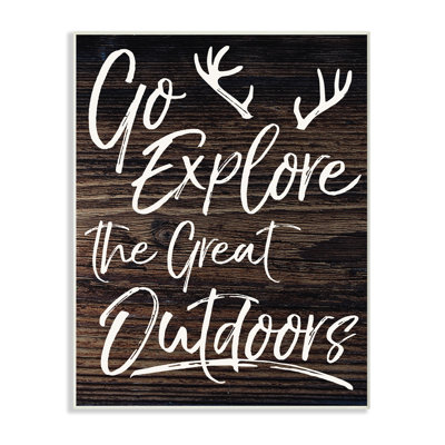 « go explore the great outdoor antlers », art mural en bois vieilli