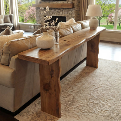 Console en bois massif de 63 pouces, table d'entrée étroite Farmhouse, longue table de canapé