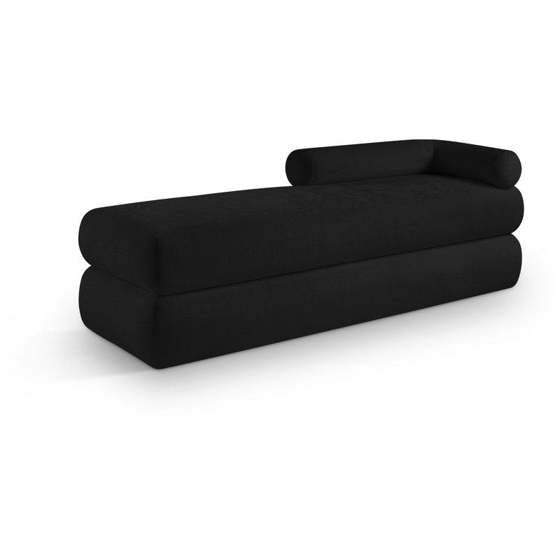 Banc rembourré en chenille Kennedy, Tissu chenille noir