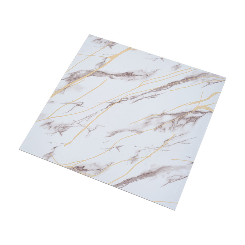 10Pcs Self-Adhesive Marble Pattern Wall Tile Stickers, White/Grey/Gold, 40cm L x 40cm W