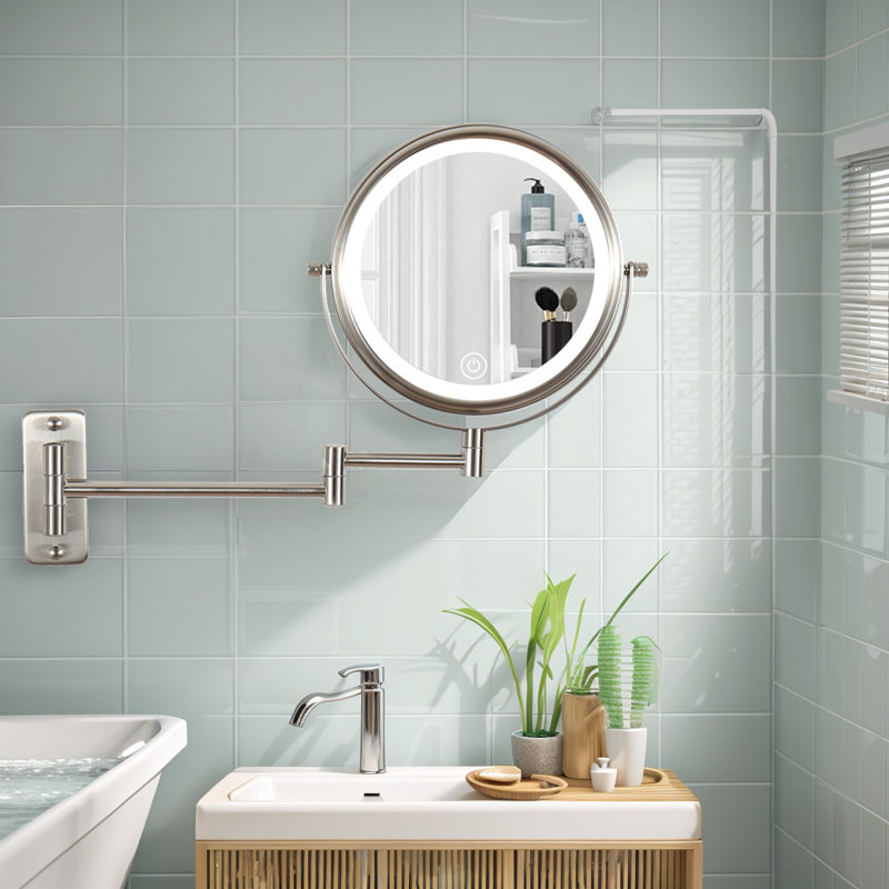 Miroir de salle de bain Johara, Nickel