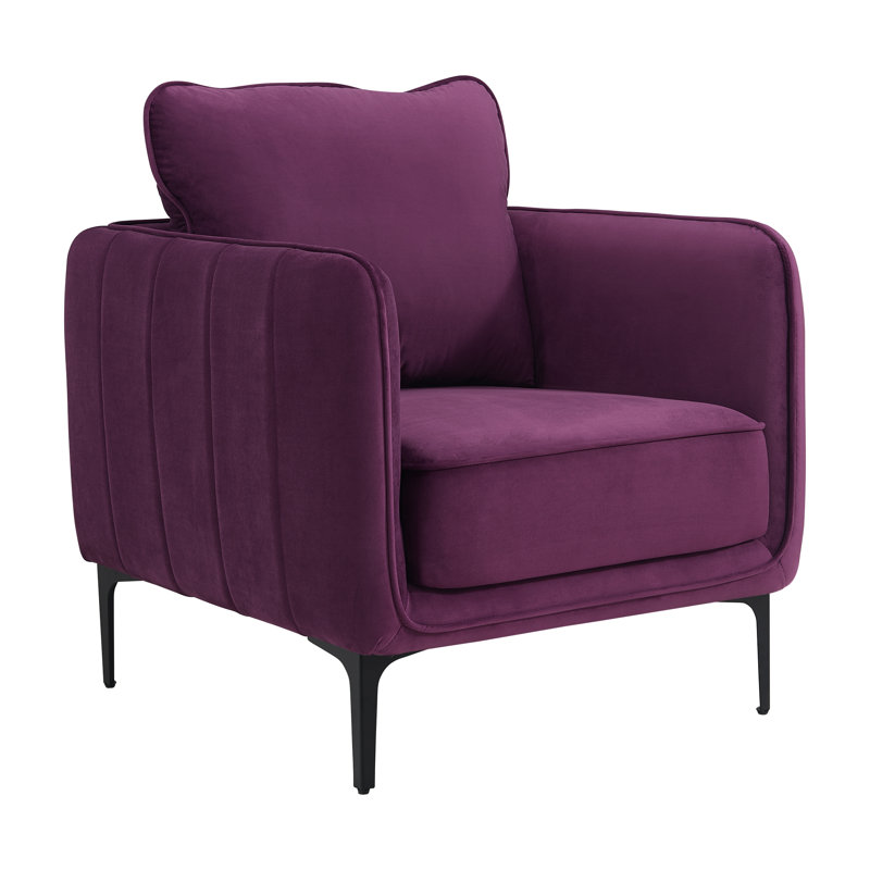 Fauteuil rembourré Dyisha, Velours mauve