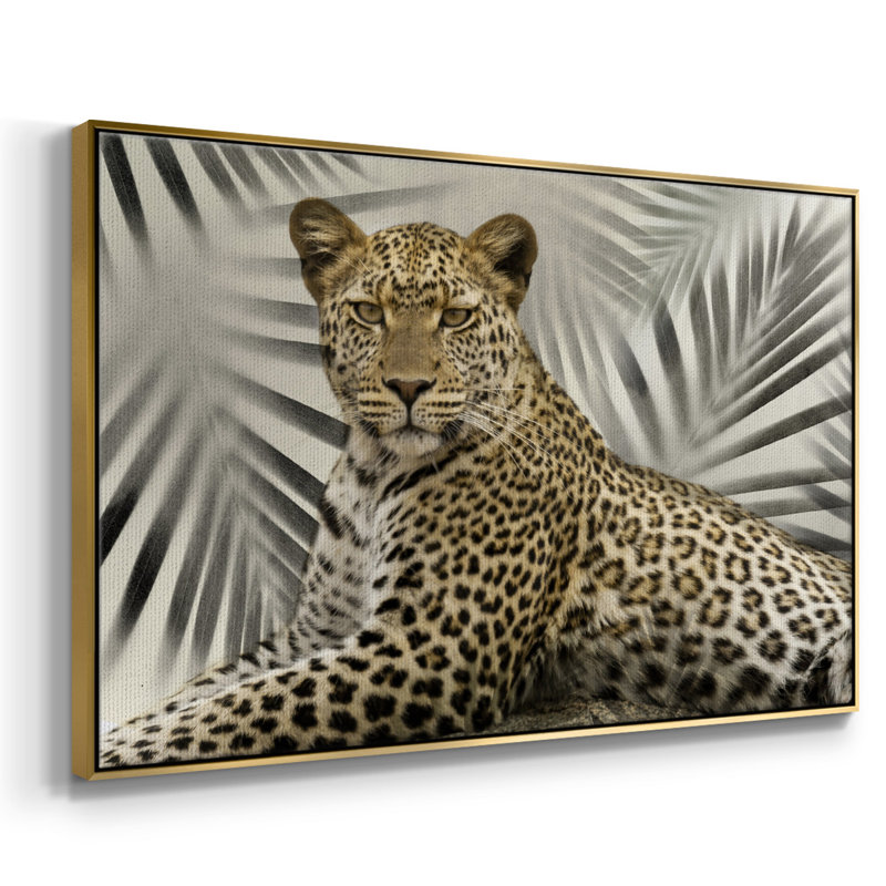 Boho Cheetah, peinture sur toile encadrée, H 25 po x l 37 po x P 2 po, Encadrement doré