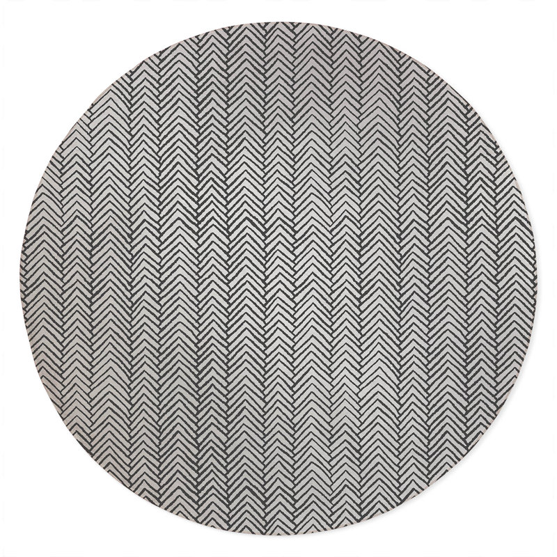 Chevron Block Non-Slip Outdoor Rug, Round 5'