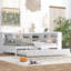 White Wooden Full-Size Daybed with Twin Trundle, Storage Shelf & USB Charging