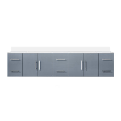 Dark Grey Double Bath Vanity 84 In. W X 22 In. D, With Cultured Marble Top