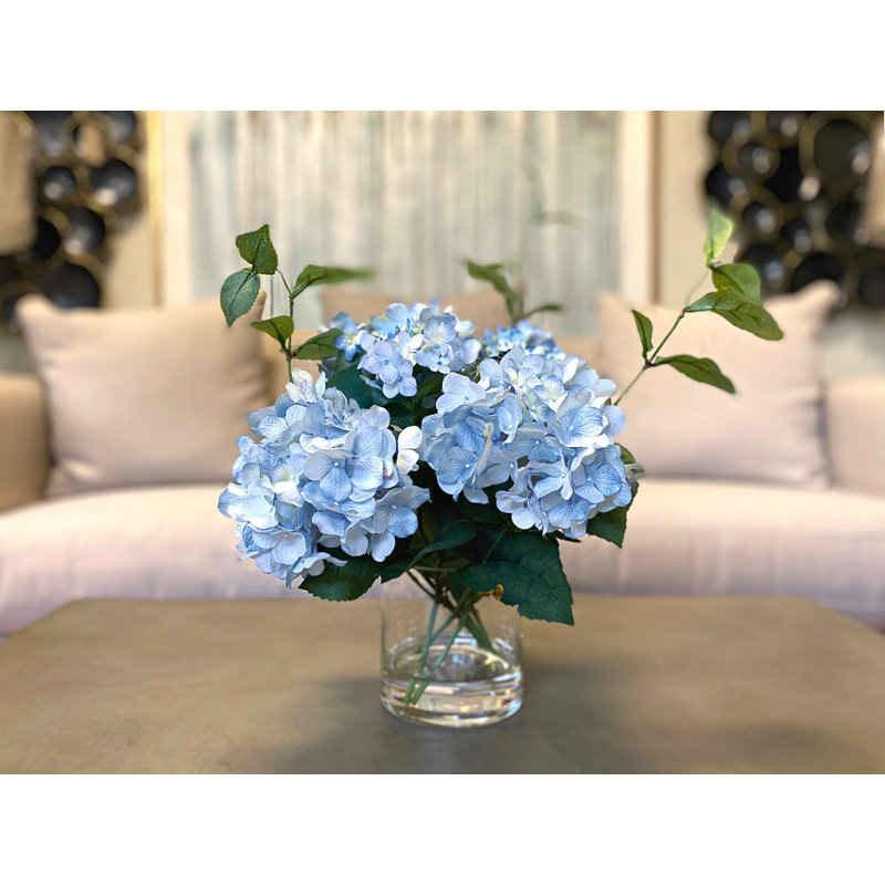 Hydrangea Floral Arrangement in Vase, Blue