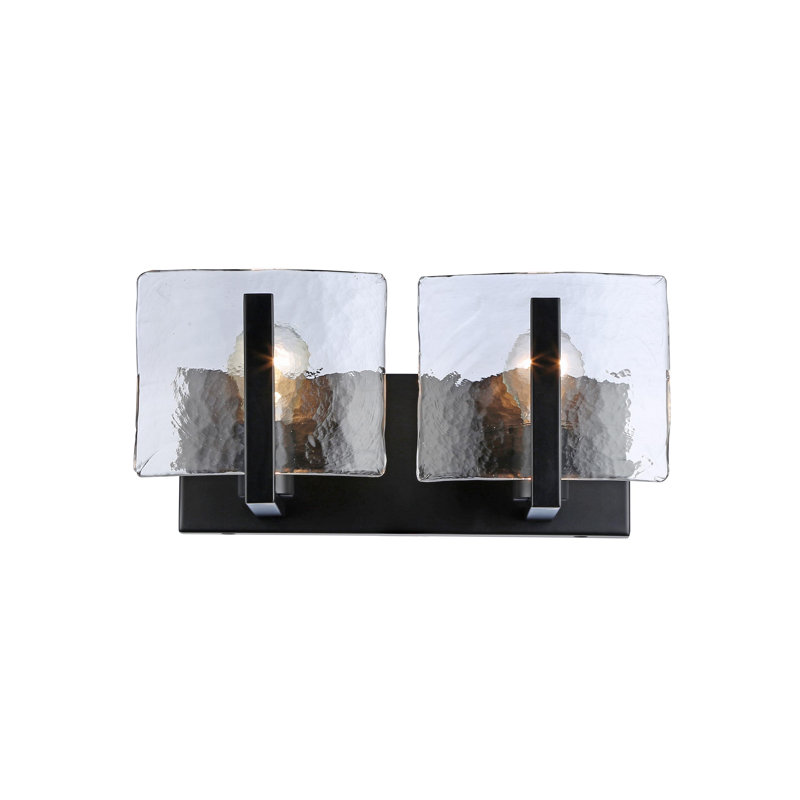 Hogans PW 2 Light Bath Vanity with Hammered Water Glass Shade, Noir mat