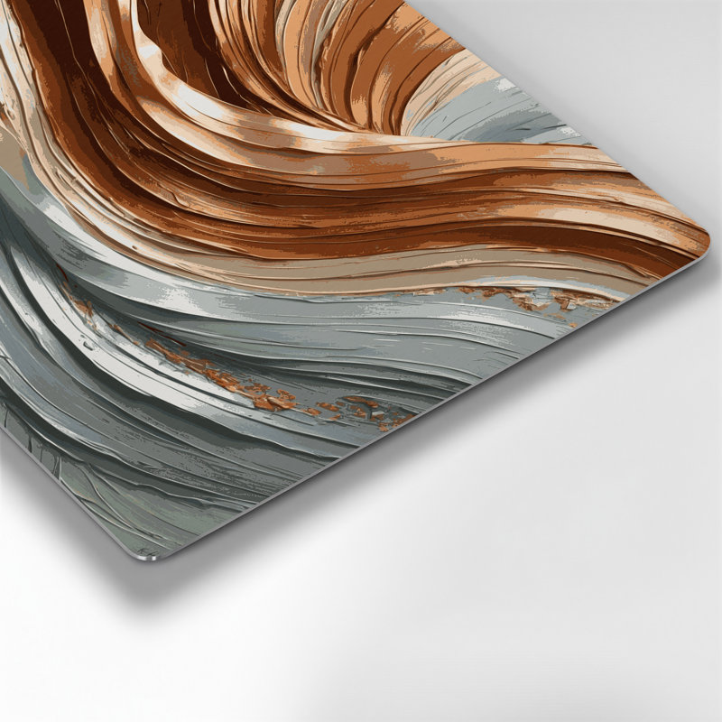 Art mural horizontal rayé horizontal gris clair en métal brun, H 12 po x l 18 po