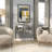 Moderna Aluminum Metal Abstract Crescent Drip Living Room Console Table with Melting Designed Legs and Shaded Glass Top-1750573109
