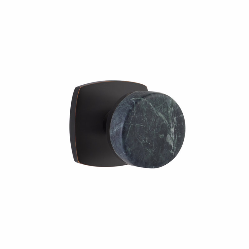Ensemble de boutons de passage Emtek Select, rosette Urban Modern, tige conique, bouton en marbre vert, CF