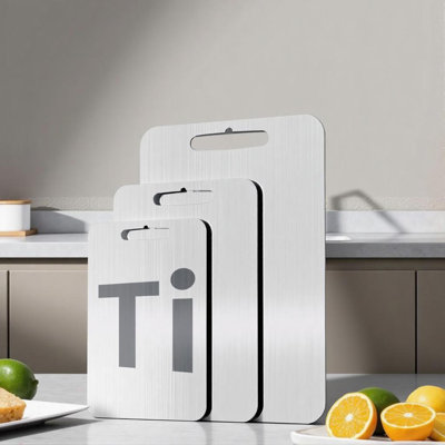 Ensemble de 3 planches à découper 100% titane pur, lave-vaisselle durable, fruits et légumes (S + M + L)