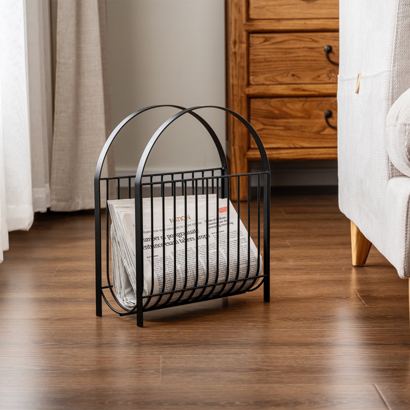 Freestanding Decorative Black Storage Magazine Rack 