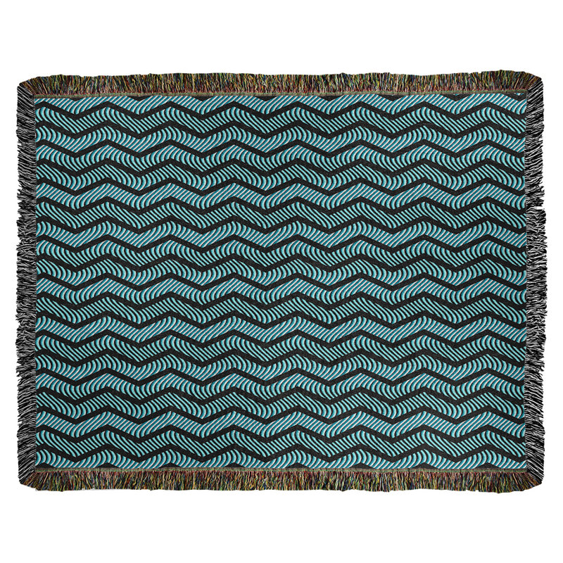 Couverture en coton tissé Rhonda Cheval, l 60 po x L 50 po, Black /Teal