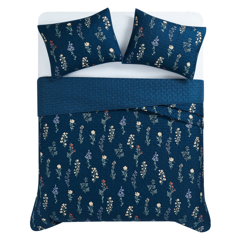 Cannon Avery Floral Quilt Set, King Quilt + 2 King Shams