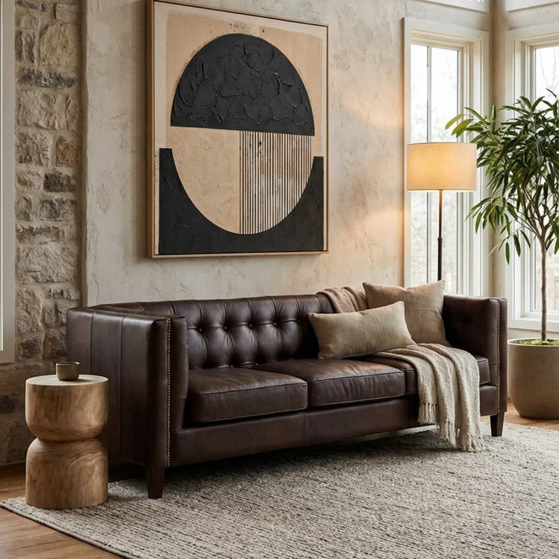 3 Seater Leather Sofa, Brown