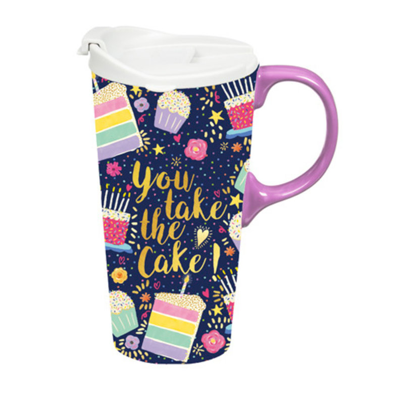 Birthday "You Take The Cake" Ceramic Perfect Cup, 17oz, Gift Box