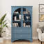 Vitrine à porte en verre, armoire de rangement avec 2 tiroirs et tablette réglable