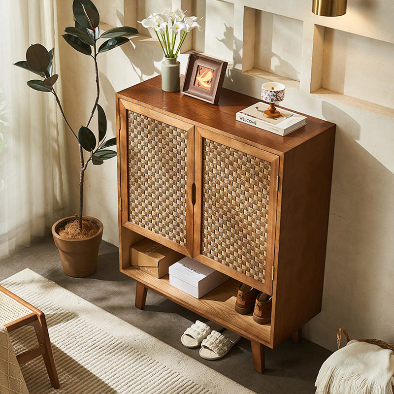 Modern Walnut Solid Wood Shoe Storage