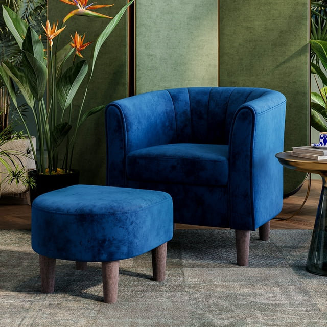 Willa Arlo Interiors Torrence Upholstered Barrel Chair with Ottoman ...