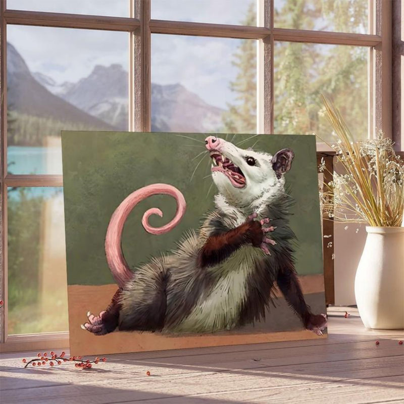 Impression sur toile «Whimsical Playful Opossum» - Urban Studio, 40*30 inch(100*75*2cm)