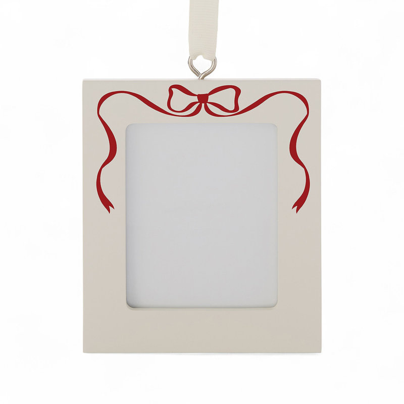 Personalization Mall Christmas Bow Picture Frame Ornament, Red