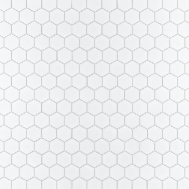 Metro 2" Hex Matte White 11-1/8" x 12-5/8" Porcelain Mosaic Floor and Wall Tile