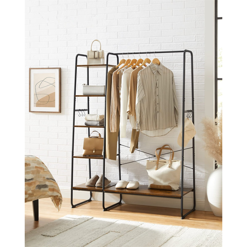Annastassia 120cm Clothing Rack, Vintage Brown/Black