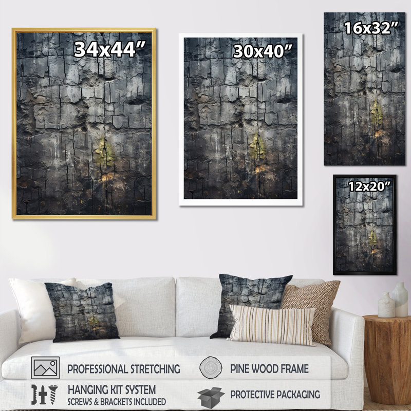 Jard Hebrew Western Wall Collage III, reproduction d'art sur toile, Cadre flottant noir, H 32 po x l 24 po x P 1 po