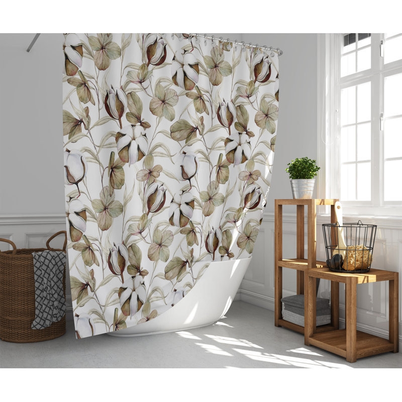 Floral and Abstract Shower Curtain, 93" H x 70" W