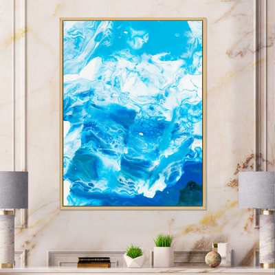 Turquoise luxueux abstrait fluide II - peinture sur toile