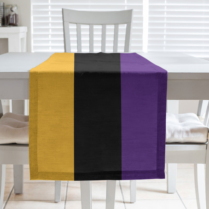 Los Angeles LA Basketball Table Runner, 72" L x 16" W, Gold/Black/Purple, Cotton Twill
