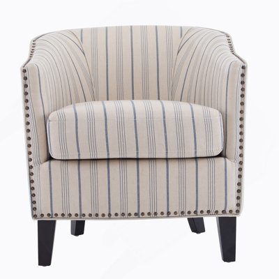 Upholstered Stripe Barrel Chair, Comfy Chair